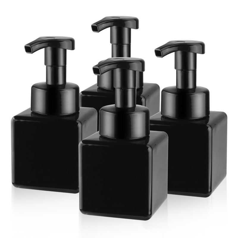BOSMIOW 4PCS 250ml83oz Black Plastic Foam BottlesEmpty Liquid Soap DispenserRefillable Mousse Bottles for Shampoo Shower Gel Hand Soap Foaming